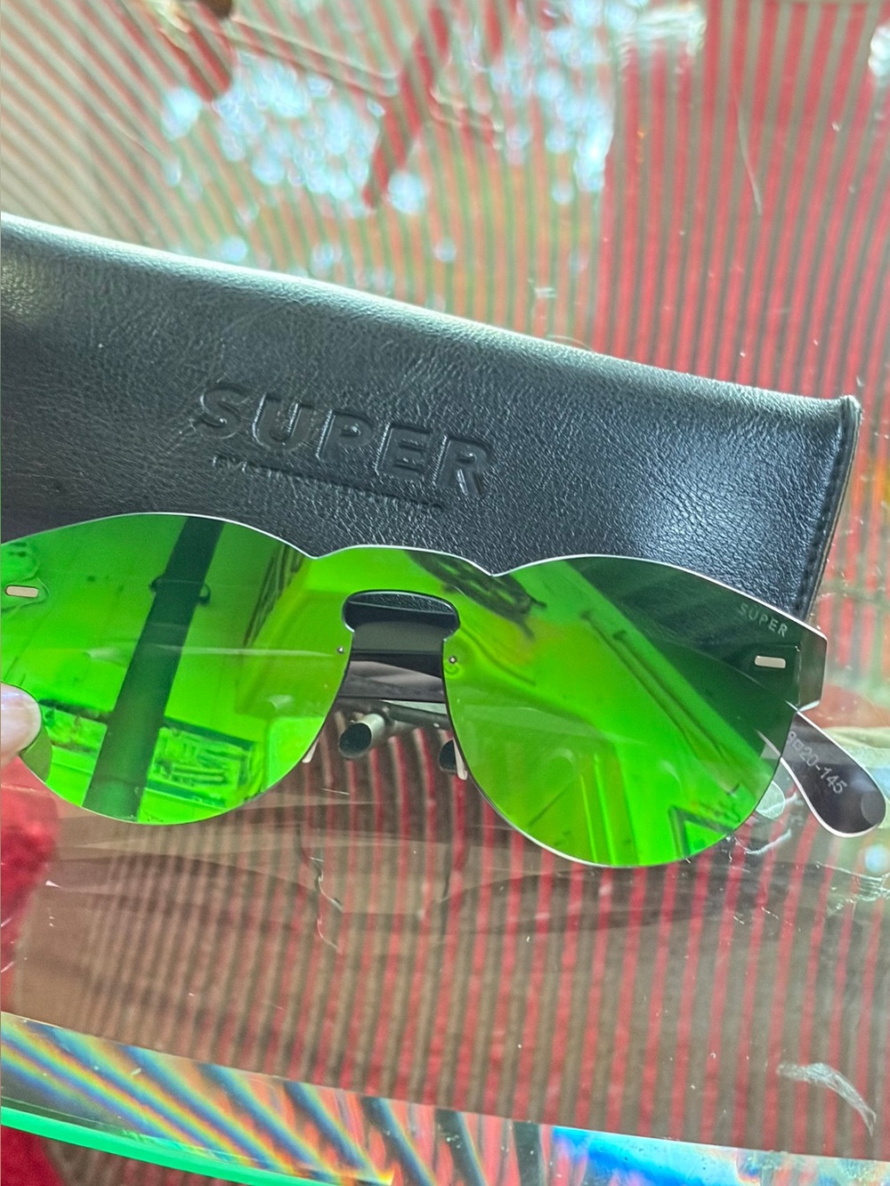 RetroSuperFuture Green Mirrored Aviator Sunglasses